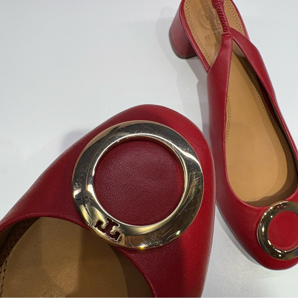 Tory Burch || Caterina Slingback Pumps Red Gold 8.5 - Picture 3 of 9